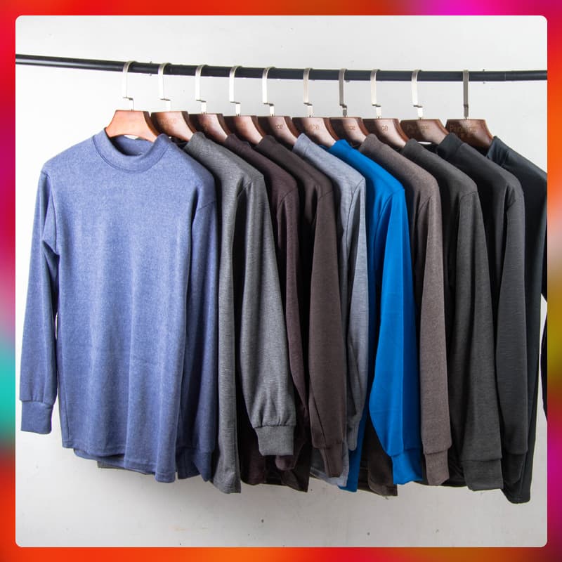 Stall Thermal Underwear Non-Cotton Middle-Aged and Elderly Men's Autumn Shirt and Pants Activity Gift Plus Size Knitted Cotton Sweater