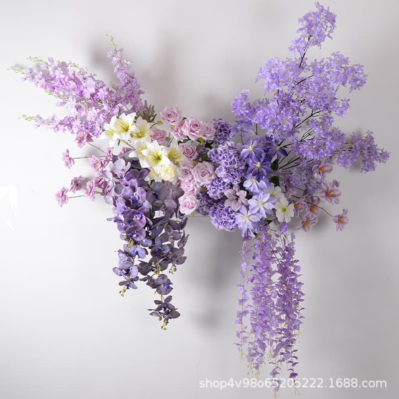 Artificial Flowers Purple Series Waterfall Floral Arrangement Wedding Decoration Hotel Table Flower Row Birthday Decor Fake Flowers Wholesale
