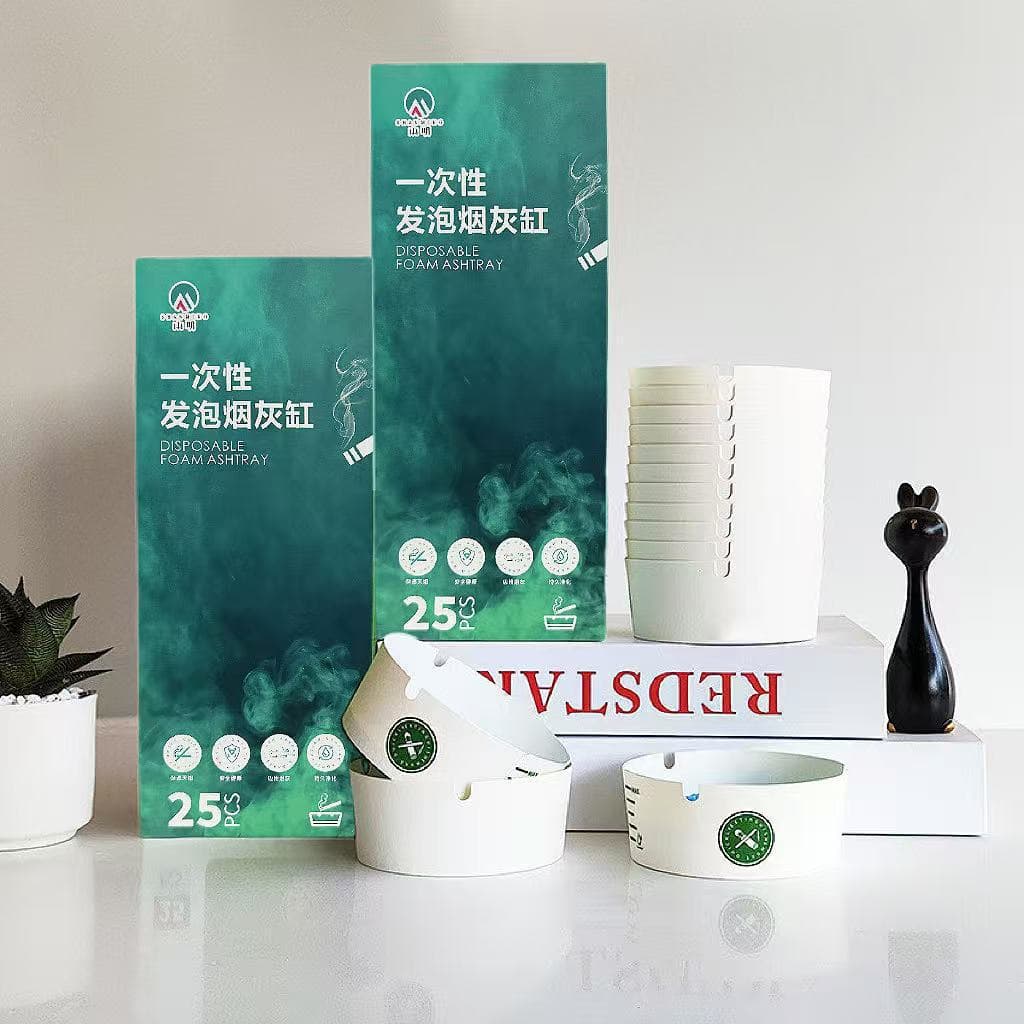 Disposable Foam Ashtray Extra Thick Hardened Eco-Friendly Anti-Smoke Odor Flyaway Home Use Water-Activated Foam Ashtray Supplies