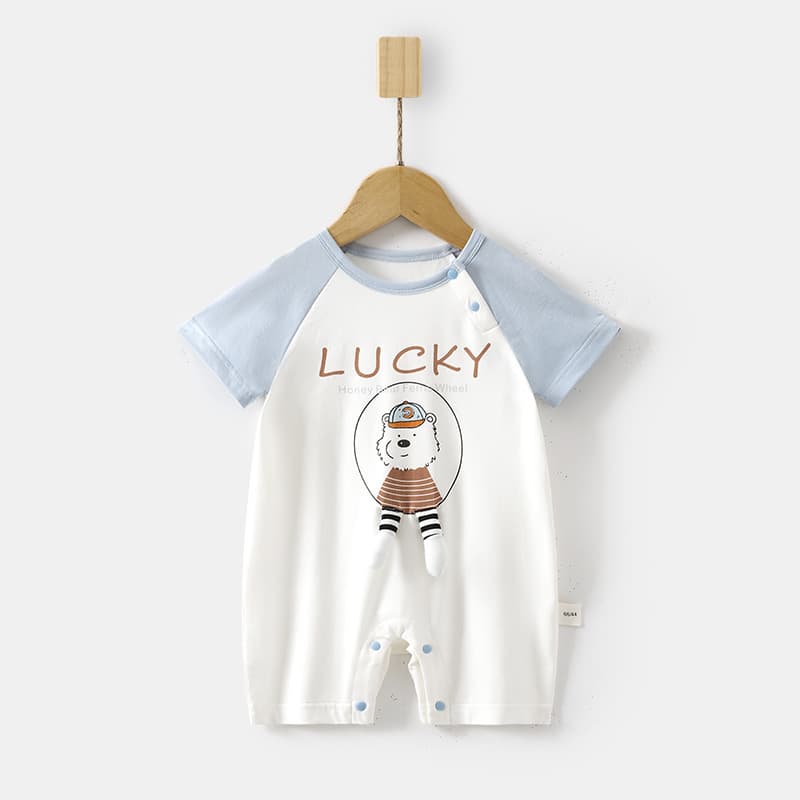 Baby summer modal short-sleeved jumpsuit newborn boneless hayi air-conditioned clothing baby toddler crawling clothing
