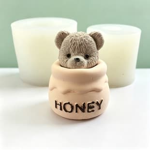 DIY Teddy Bear Honey Pot Bear Head Silicone Mold - Chocolate Cake Plaster Drop Glue Decoration Silicone Mold