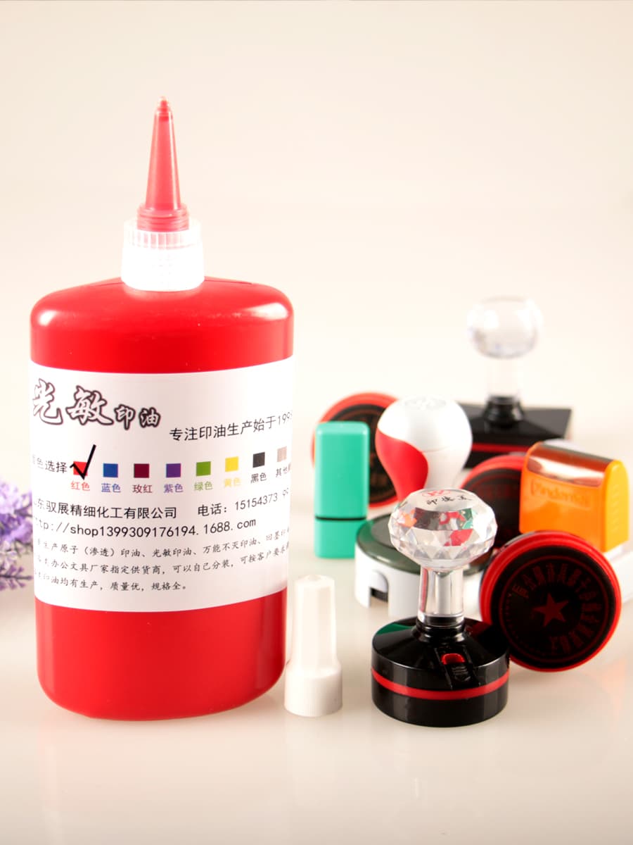Light-Sensitive Stamp Ink, Red, Black, Blue, Universal Stamp Ink, Light-Sensitive Official Financial Stamp Ink, 450G Large Capacity Pointed Bottle