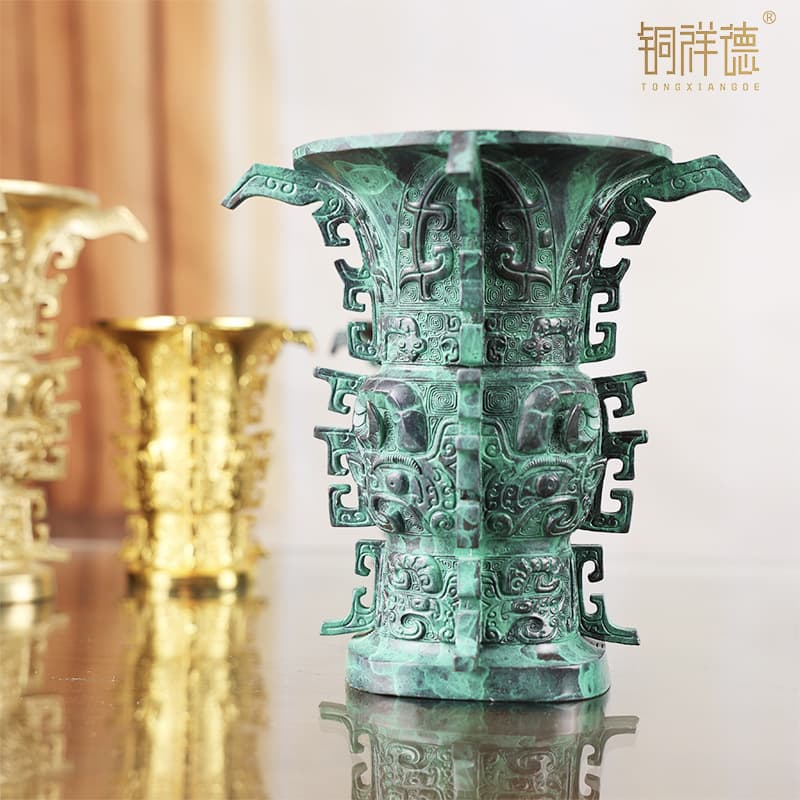 He Zun Imitation Ancient Bronze Ornament, Craft Collection, Curio Shelf Decoration, Living Room Decor Gift, Factory Direct