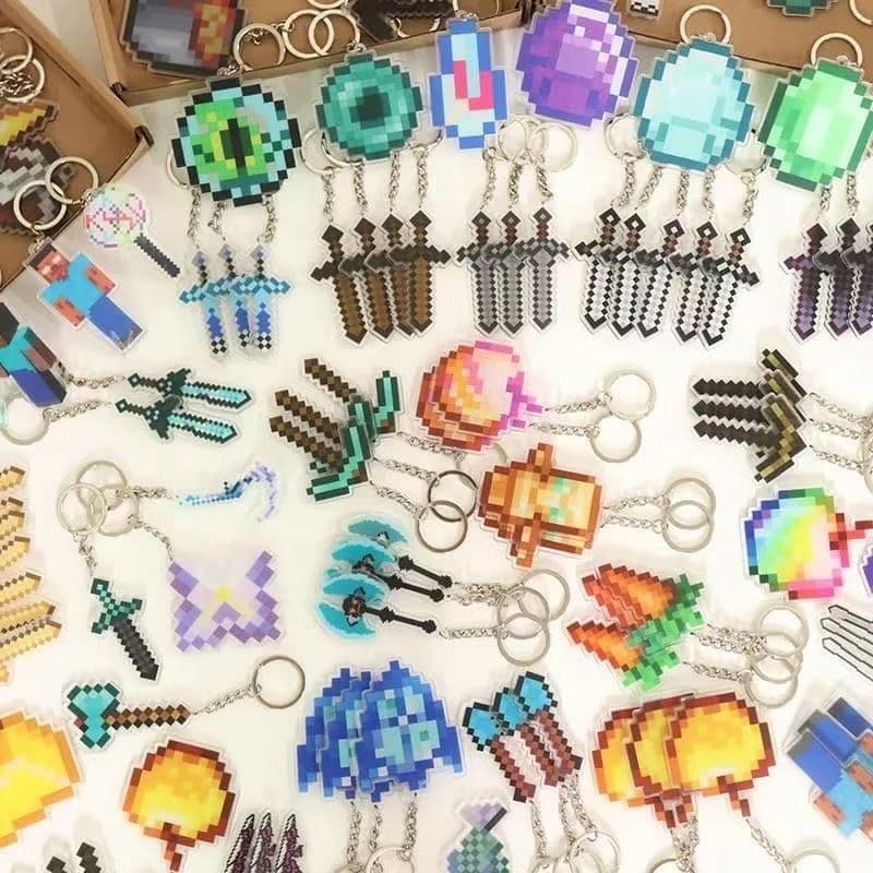 Minecraft New Merchandise Totem of Undying Golden Apple Carrot Acrylic Keychain Mixed Pack
