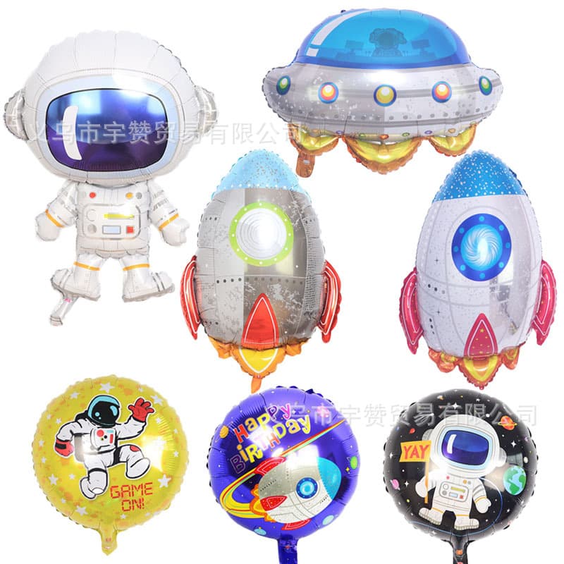 Cross-border astronaut rocket, astronaut aluminum film balloon, children's birthday party space theme decoration