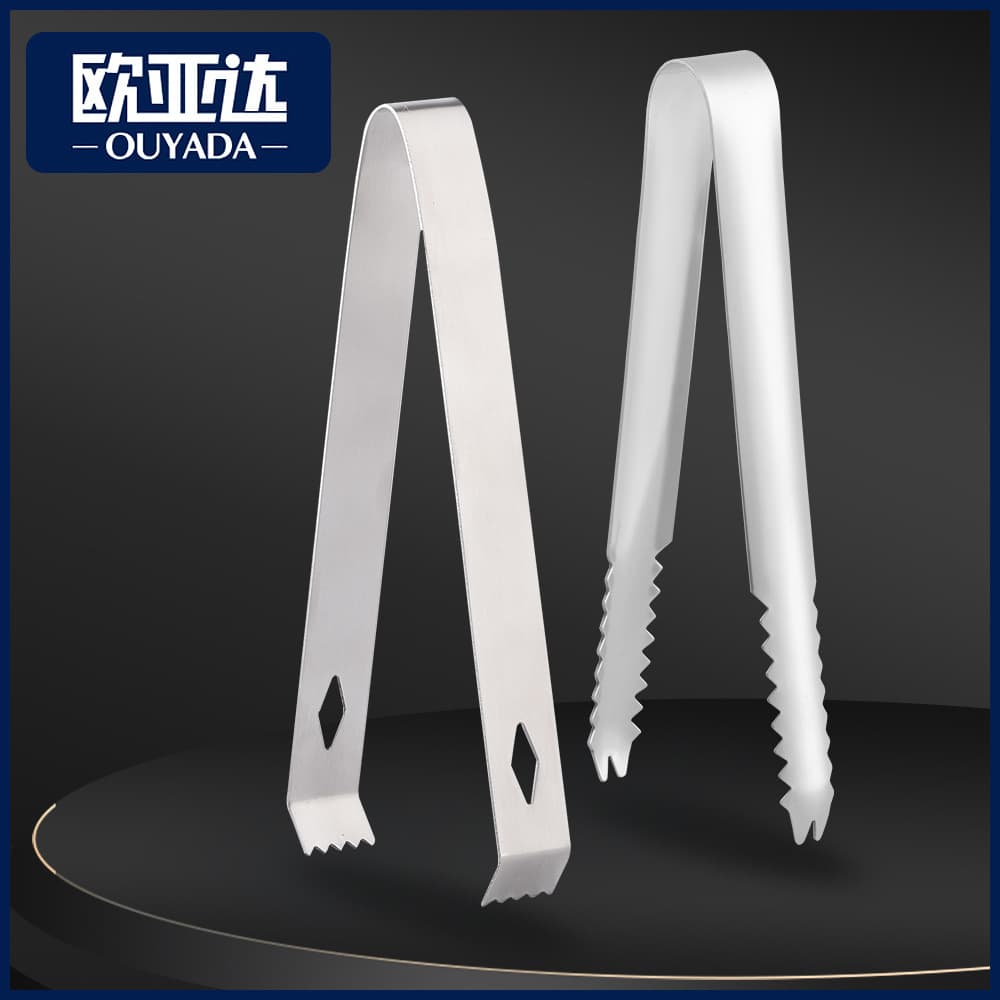 Stainless Steel Ice Tongs Bar Ice Cube Tongs BBQ Grilling Food Tongs Wholesale Kitchen Food Steak Tongs