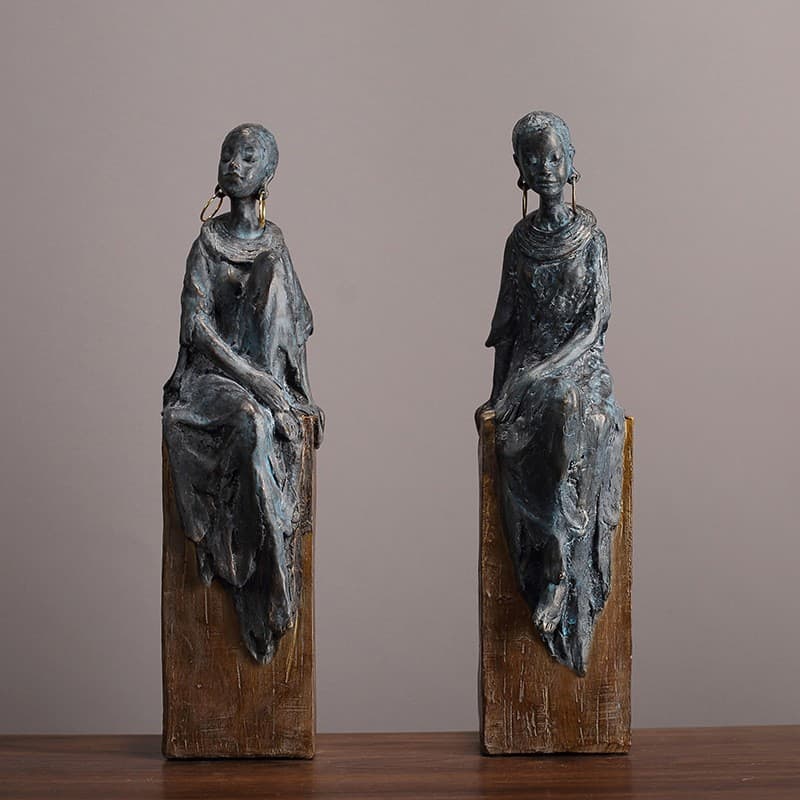 European Creative Retro Living Room Home Entrance TV Cabinet Study Showroom Decoration African Figure Statue Ornament