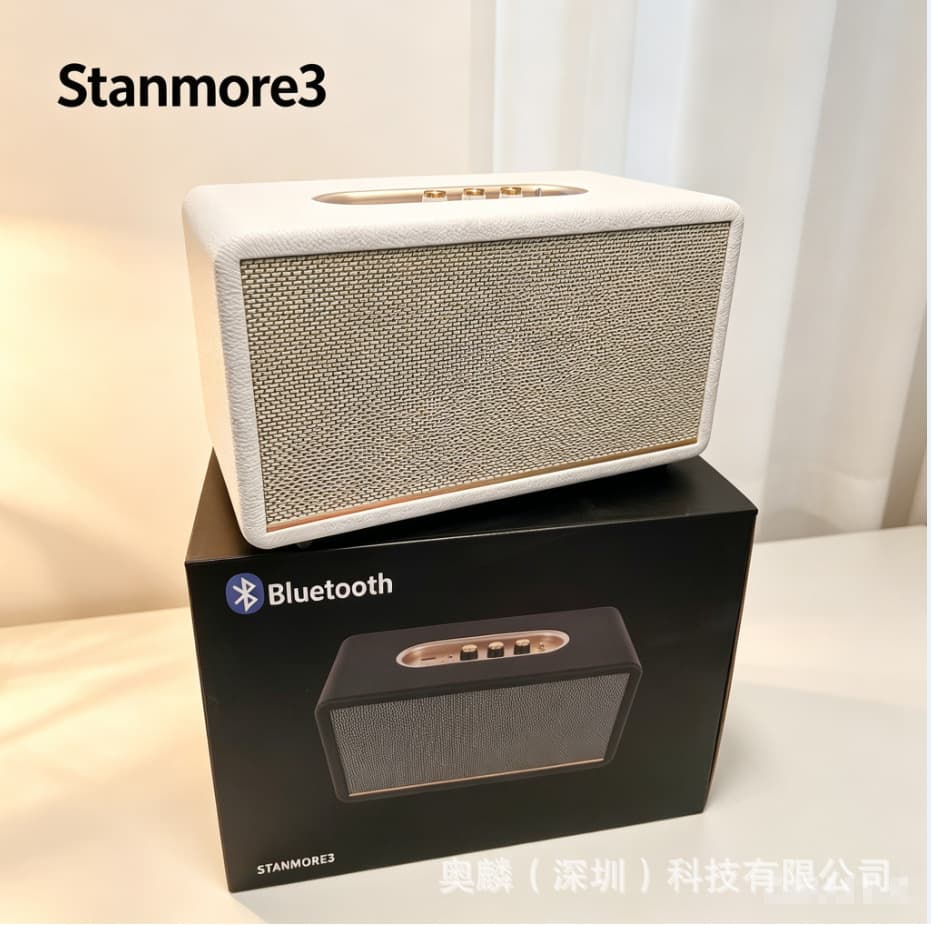 Cross-Border Applicable Stanmore3 Bluetooth Speaker Retro Wooden Leather Audio System with Heavy Bass for Home Use High Power