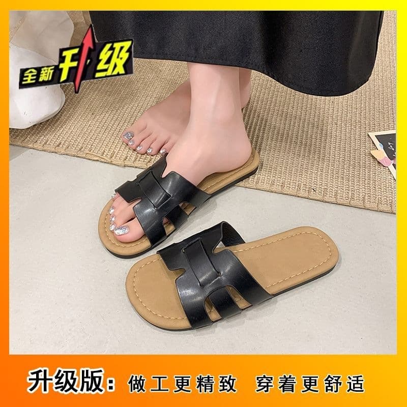 Women's Thick-Soled Flat Slide Sandals for Summer 2026 New Style, Comfortable for Pregnancy, Pairs with Dresses, Beach Flip Flops
