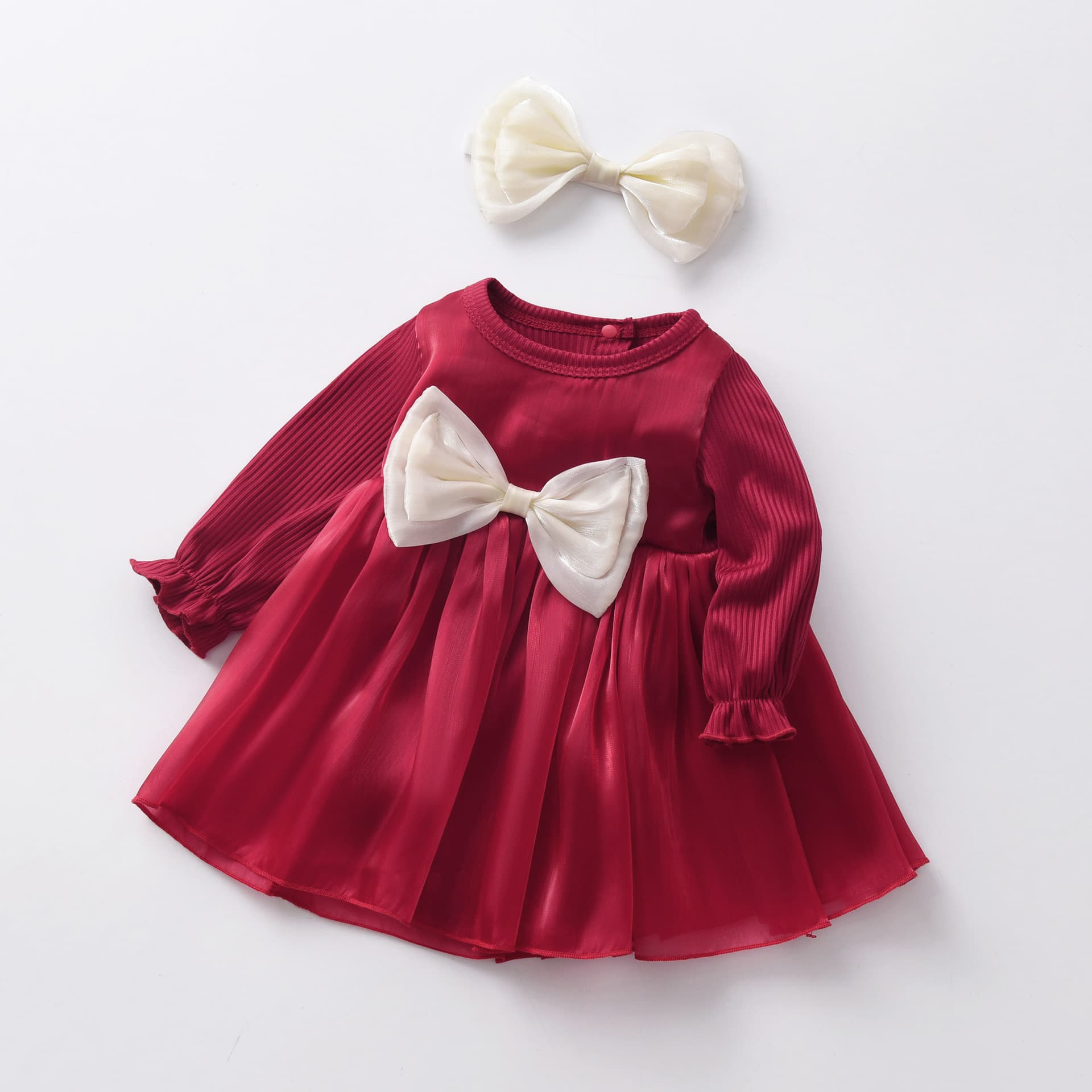 Two Spring and Autumn Newborn Baby Girl Mesh Dresses Harness Headband Cute Princess Fashionable Triangle Jumpsuit Cross-border