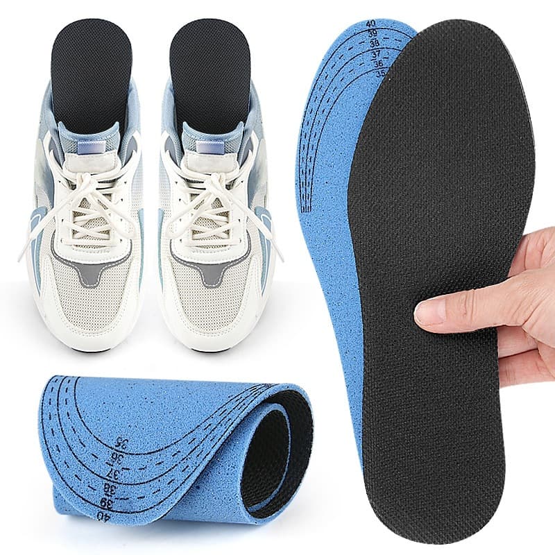 Thin Sports Insoles for Men and Women, Fully Cushioned, Shock-Absorbing and Pressure-Relieving, Can Be Cut to Any Size for Multiple Size Ranges