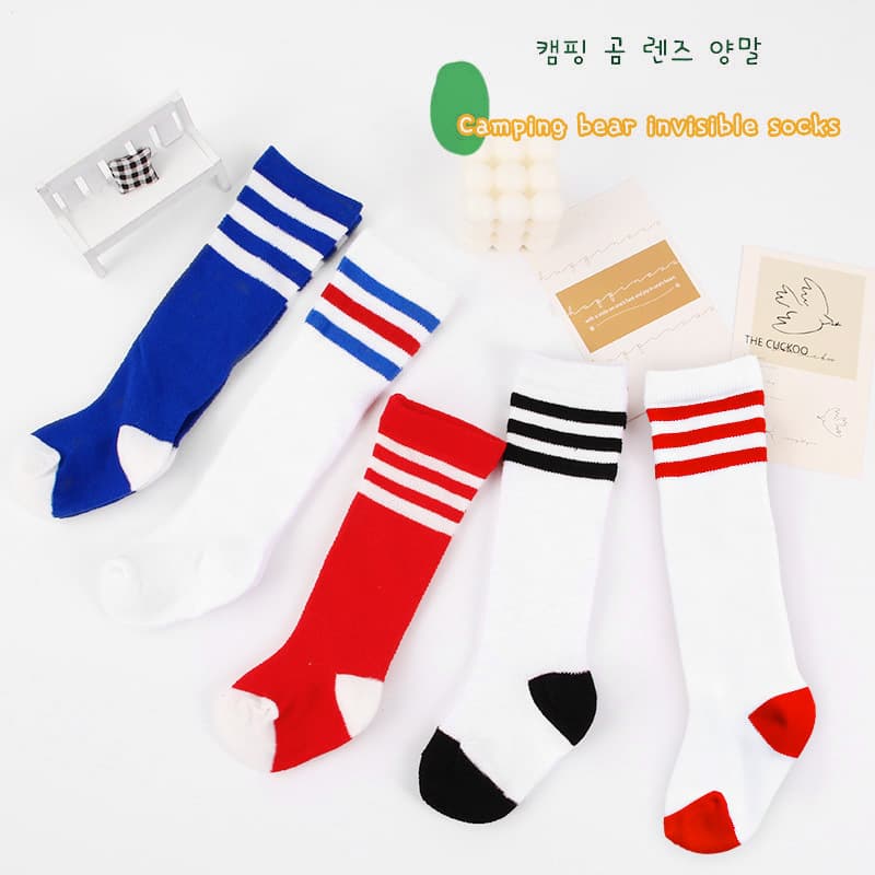 Summer thin over-the-knee children's socks 0-3 years old three-striped long-tube football socks mesh baby anti-mosquito socks trendy