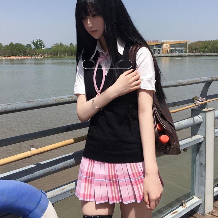 Wholesale Plus Size JK Uniform Set, Sleeveless Pullover V-Neck Vest for Women, Japanese Academic Style Sweater Knitwear