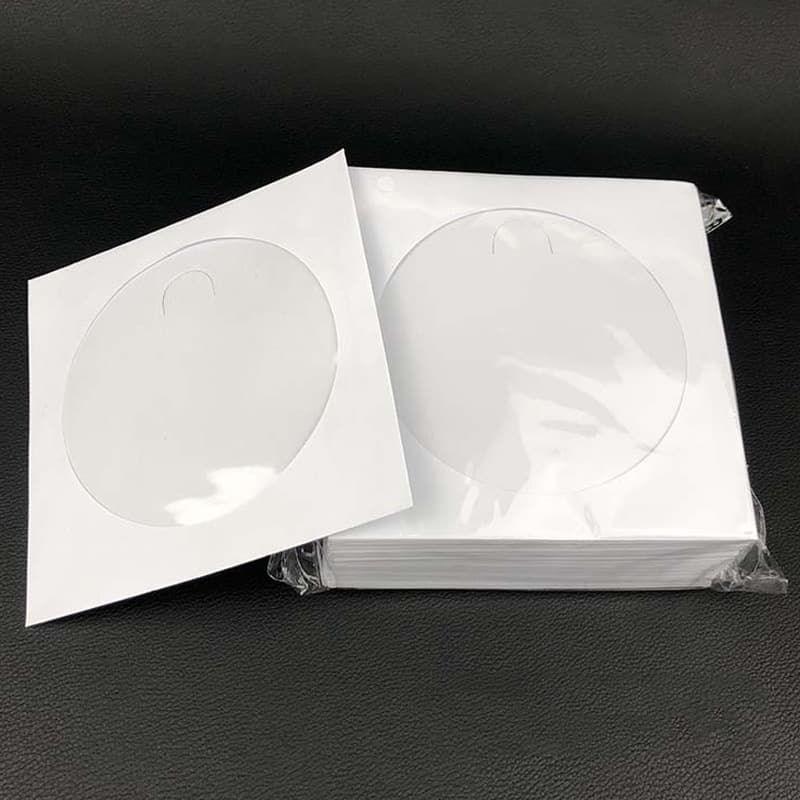 80g white disc paper sleeve, CD/DVD packaging sleeve, recordable disc protective bag, 100 pieces per pack
