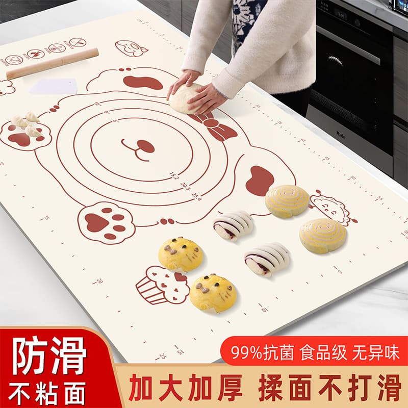 Silicone kneading mat, household food grade, thickened and enlarged, high temperature resistant, cartoon-shaped, kneading mat, rolling mat, work surface