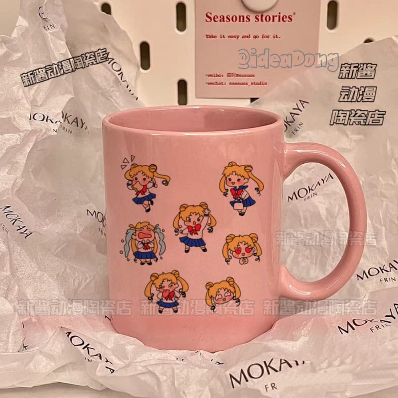 Sailor Moon Ceramic Mug, Milk Cup, Cute Breakfast Cup, Coffee Cup, Gift for Couples, Birthday
