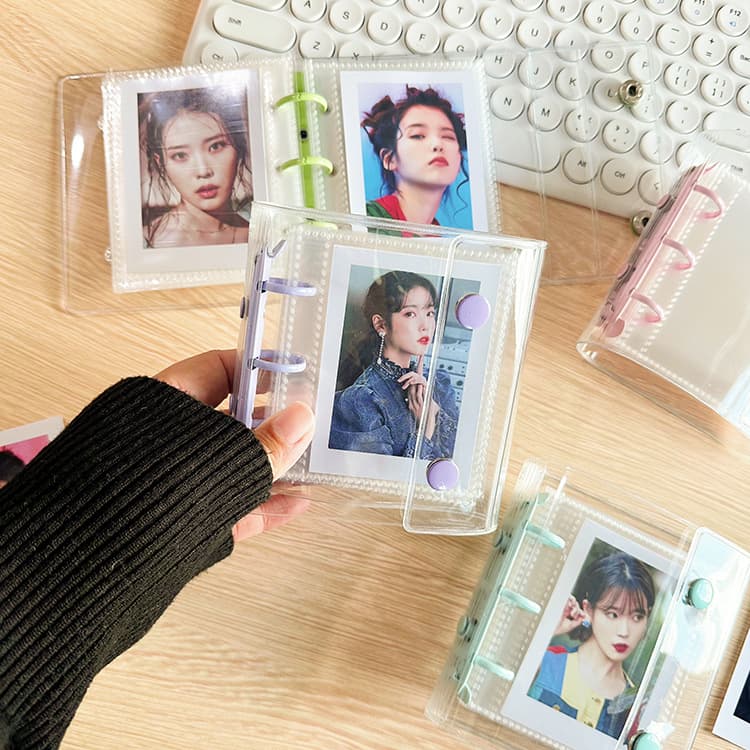 Candy color A8 double buckle mini photo album storage card book 3-hole star chasing loose-leaf notebook 3-inch star storage book