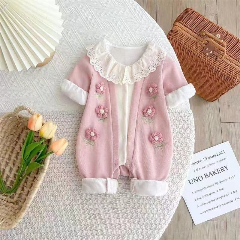 Spring Autumn Outfit Baby Romper Suit Crawling Clothes Girls Spring Fashion Newborn 100 Days Double Layer Long Sleeve Onesie