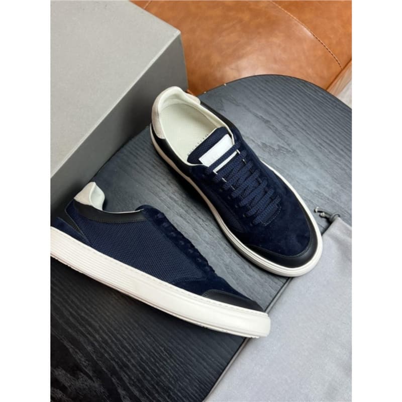 Export European Trendy Brand Men's Casual Shoes, Cowhide Leather Breathable Mesh Lace-Up Lightweight Comfortable Light Luxury Skate Shoes