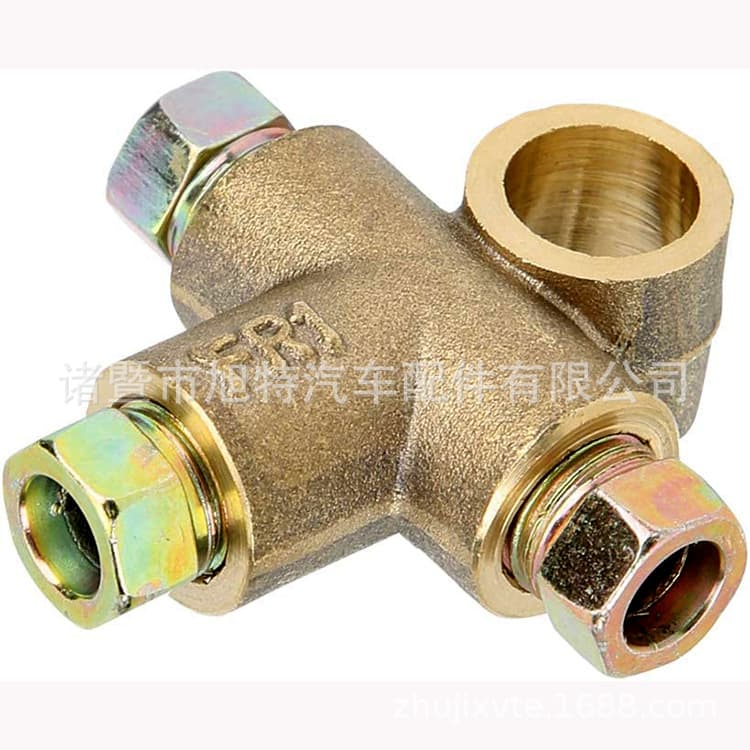 Tubing Brass Tee F Type M10 * 1 Threaded Tubing Fittings Car Brake Tee, 3-Way 10mm