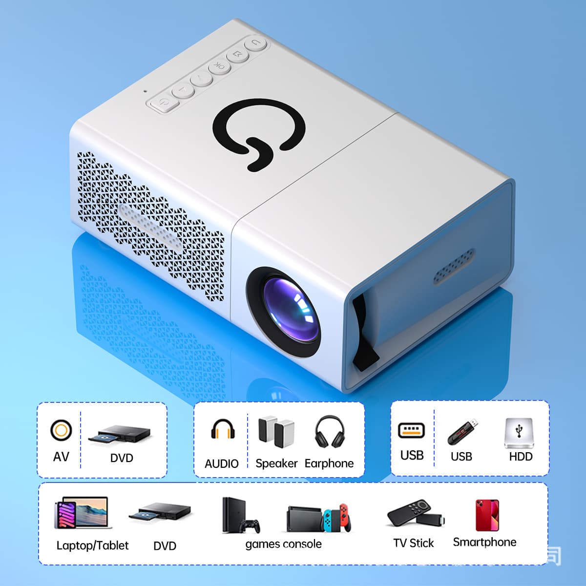 New Q3 HD Projector Home Mini Portable Projector Micro Projector