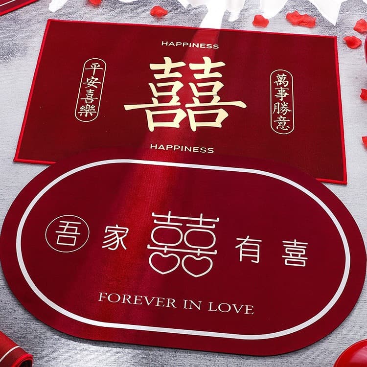 Wedding room layout set, wedding door mat decoration, wedding "Happy" carpet, entrance door mat, living room "Happy" floor mat