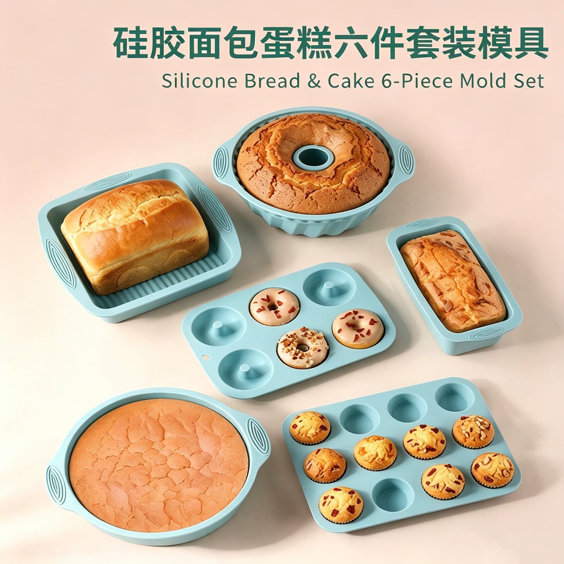 Home Cake Mold Donut Mold Baking Set Silicone Cake Mold Non-Stick Easy Release Baking Tool
