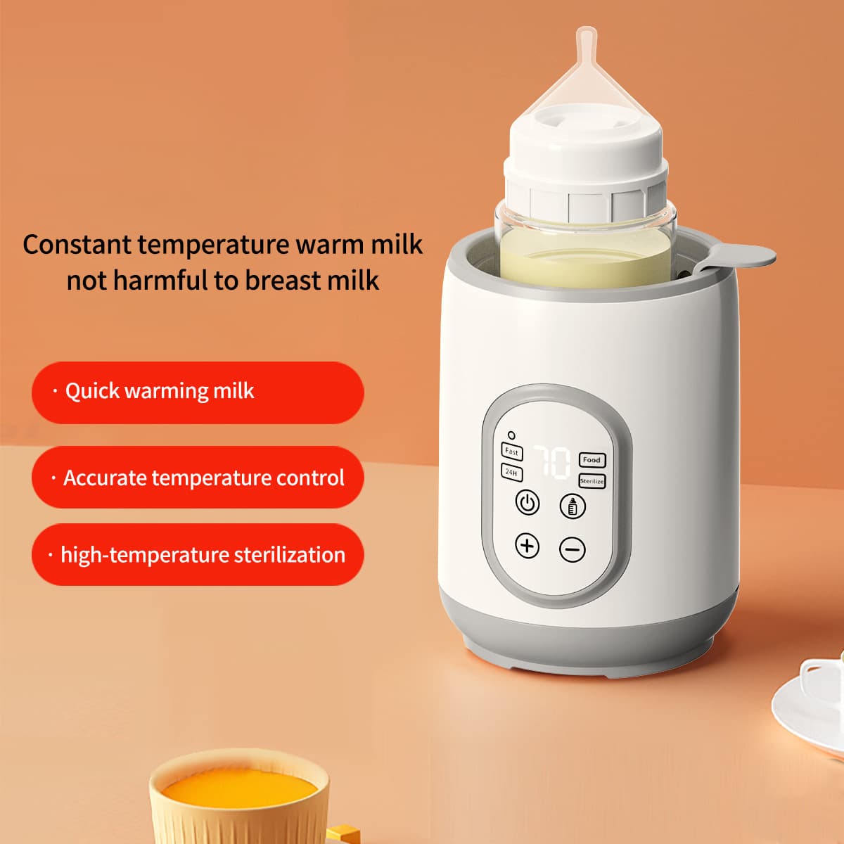 Bottle warmer sterilizer 2-in-1 automatic constant temperature milk warmer, infant bottle heater, breast milk warmer