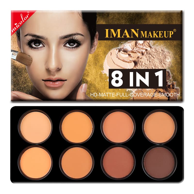 Specially Designed for Cross-Border Iman Export Export Eight-Hole Powder Makeup and Contouring Palette Concealer Matte Beauty Palette