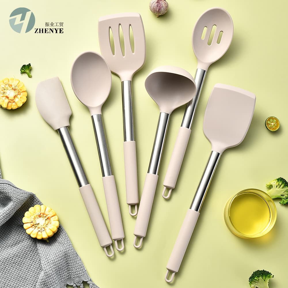 Cross-border Stainless Steel Handle Silicone Kitchen Utensil 8-Piece Set Cooking Spatula Spoon Set