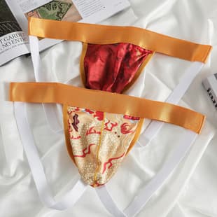 Men's Thong Sexy Seductive Print Underwear Flirting Men's Double Thong Pants Men's Triangle Briefs