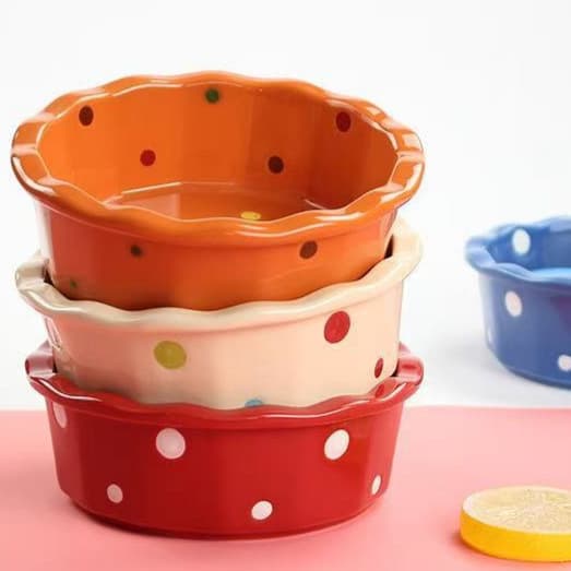 ins trend lace ceramic bowl home dessert bowl salad bowl oven safe baking bowl cute tableware