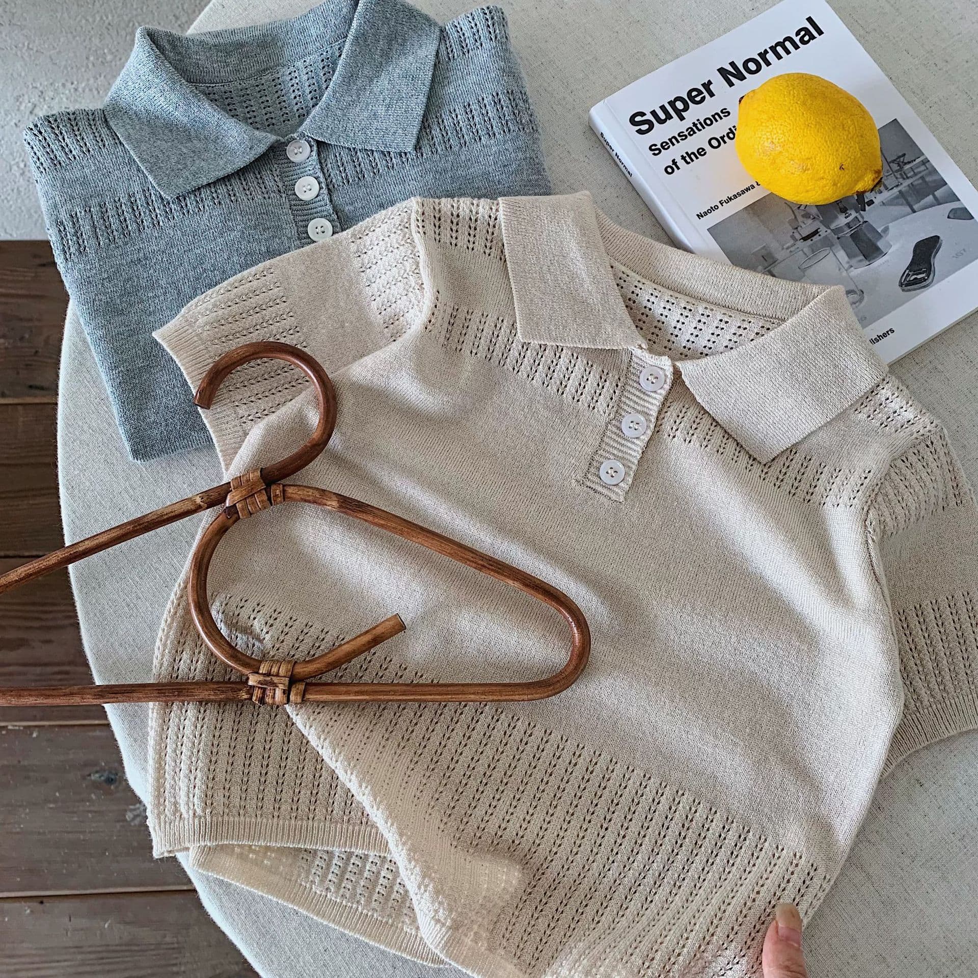 Casual Polo Collar Short Sleeve Knit Top 2026 Summer New Unisex Hollow Out Short Sleeve Versatile Breathable Lightweight