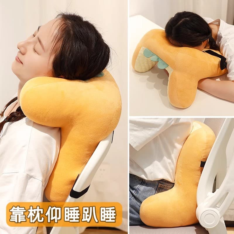 Toast-shaped Nap Pillow for Leaning Sleep, Office Back-sleeping Pillow for Adults and Students, Waist Support Hug Pillow