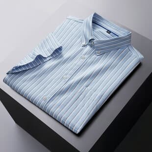 Big Size Men's Summer Thin Striped Short Sleeve Shirt for Overweight Business Casual Plus Size Loose Shirt Trendy