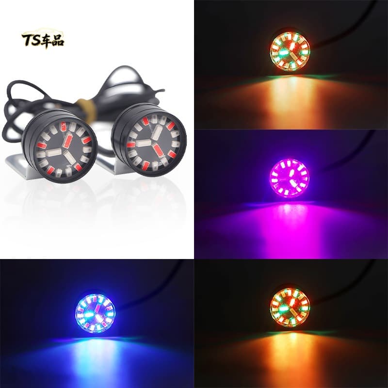 Cross-border Car Motorcycle Electric Vehicle Eagle Eye Light Color Light 18LED Running Aircraft Light New Brake Flashing Light