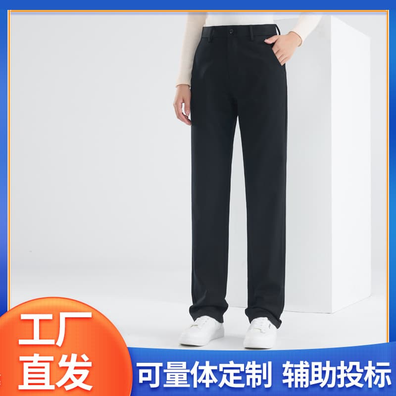Women's suit trousers, professional formal wear, winter thick navy blue commuter work trousers, petite cropped cigarette trousers