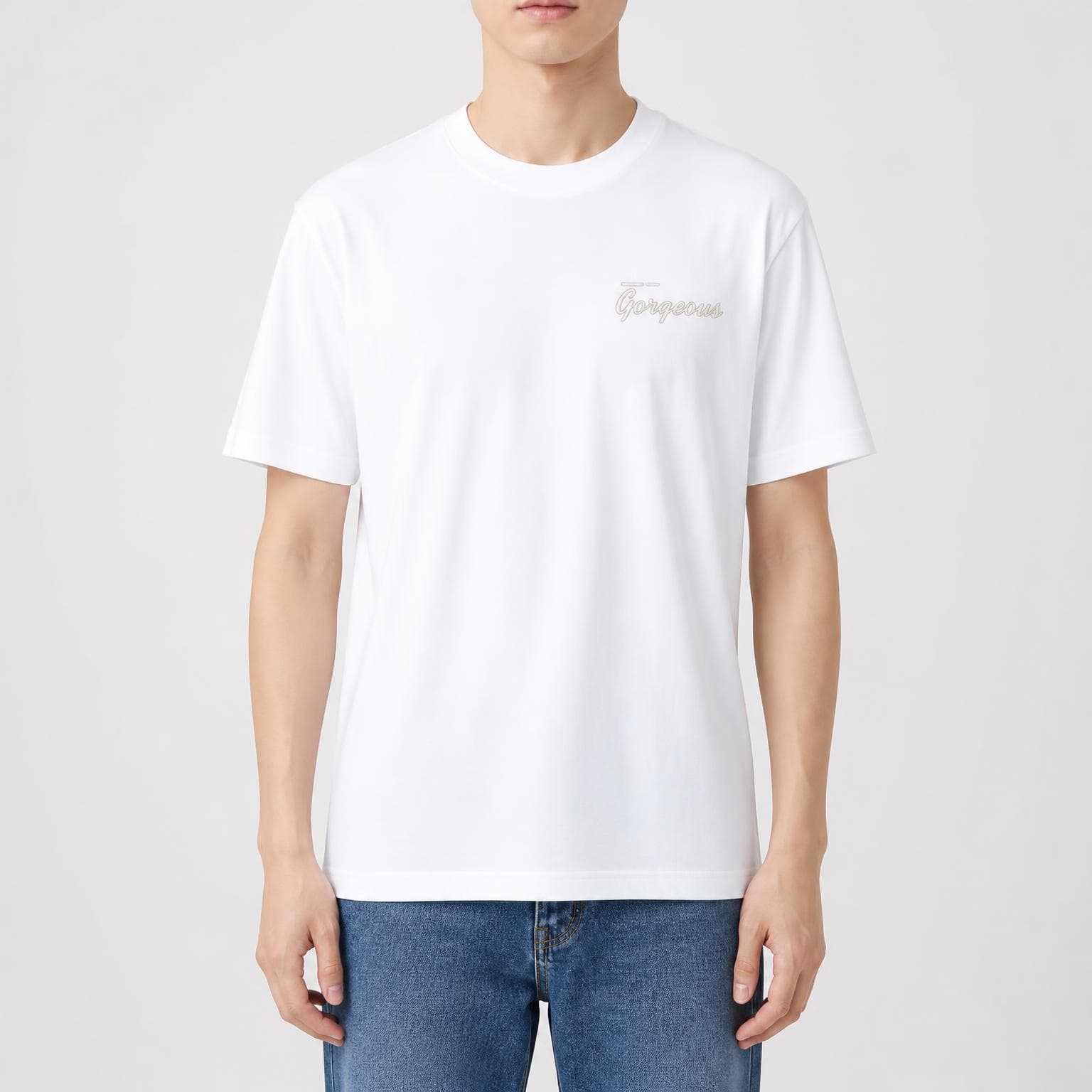 Baleno Front and Back Print Pure Cotton Short Sleeve T-Shirt Men Loose Thin White Men's Sports Top