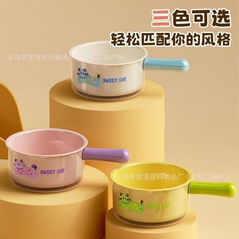 Double-layer thickened drain basket, baby food bowl, children's tableware, cute cat design, home kitchen sink
