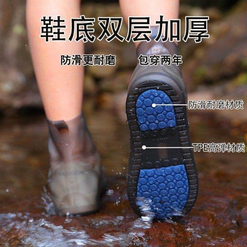 Wholesale TPE Thickened Waterproof Shoe Covers Non-Slip Wear-Resistant Rain Shoe Covers Outdoor Travel Shoe Covers Injection Molded Anti-Fouling Rain Boot Covers