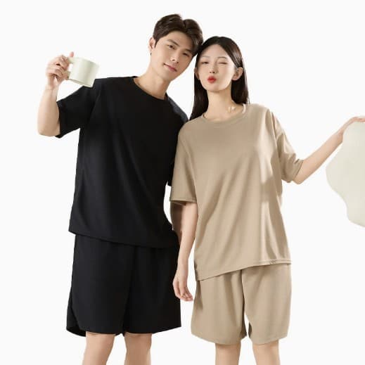 Summer Men's Pajama Set Delicate Print Cooling Two-Piece Set Skin-Friendly High Elastic Comfortable Wearable Homewear