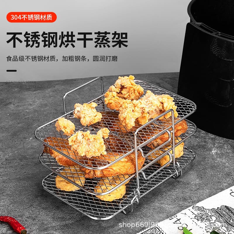 Air Fryer Accessories 3-Layer Steaming and Baking Rack Stainless Steel Air Fryer Accessories Baking Cooling Rack