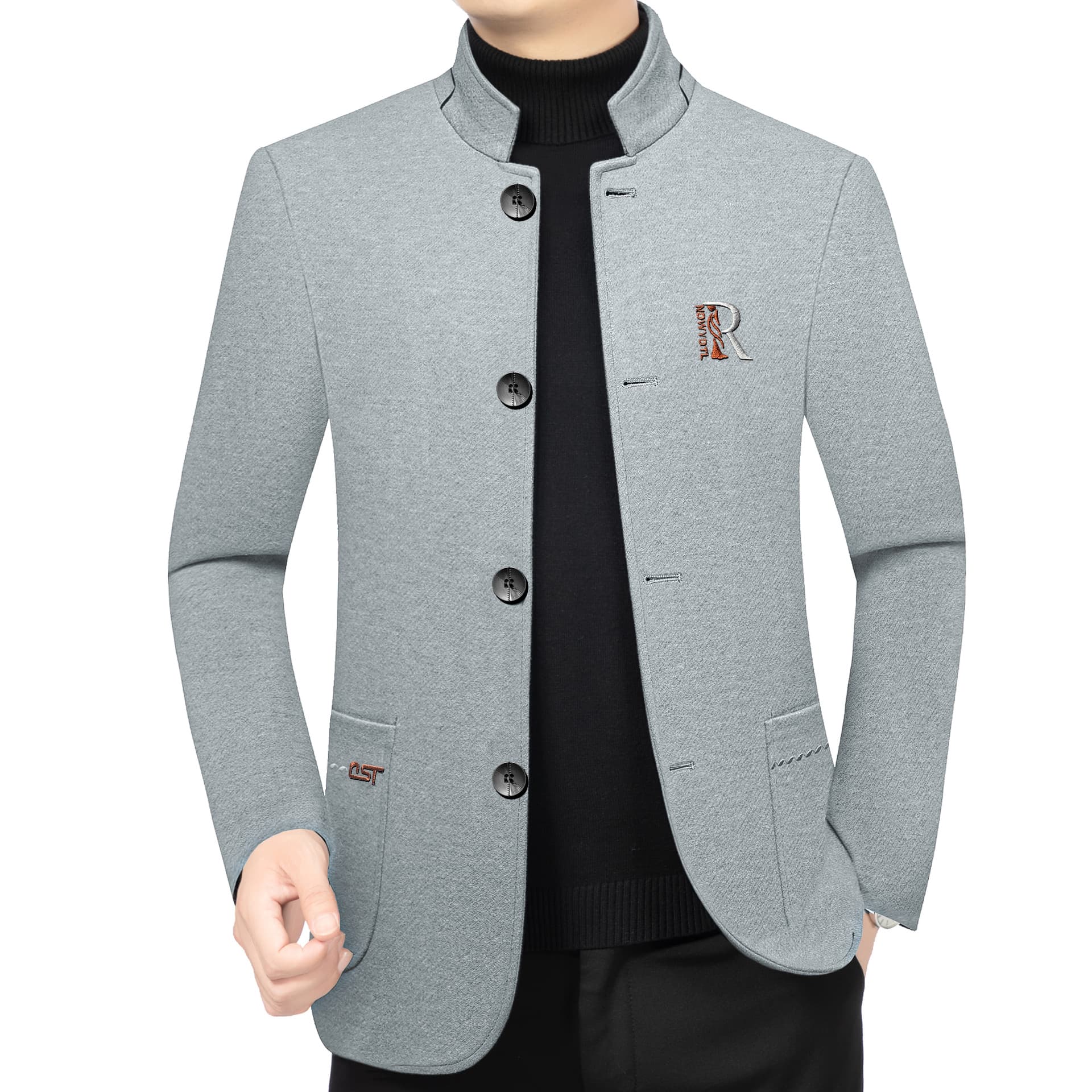Men's Jacket Zhongshan Style Blazer 2026 Spring Autumn New Fashion Business Casual Dad's Stand Collar Jacket