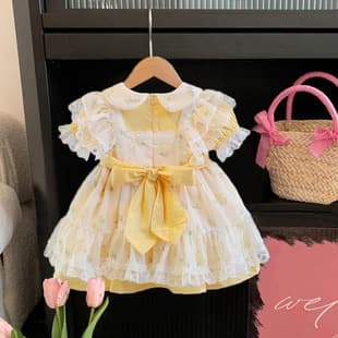 Girls Lolita Summer Fashionable Kids Princess Dress Baby Lace Tulle Mesh Skirt Summer Dress