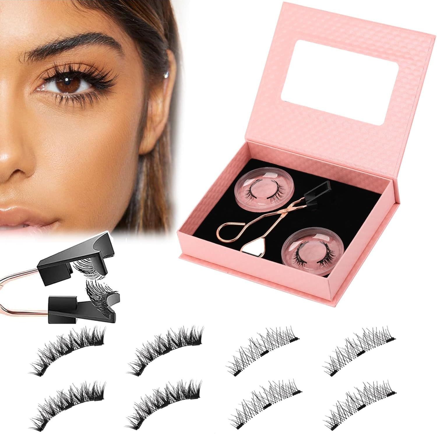 False Eyelashes Amazon Hard Stem Magnetic Lashes, Black Stem Cross-Border Qingdao Magnetic Eyelash Set