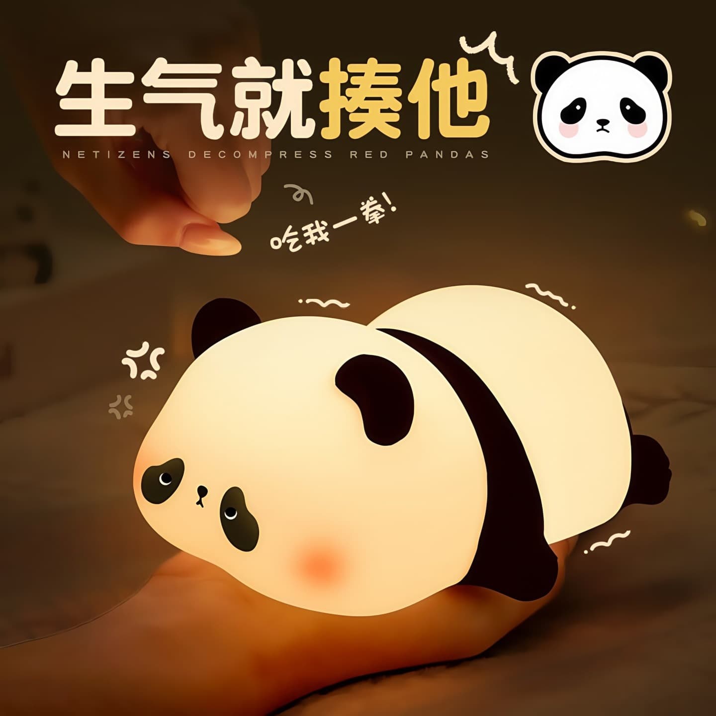 Panda Night Light, Gift for Girls, Bedroom Baby Nursing Ambient Soft Glow Tap Light Decoration