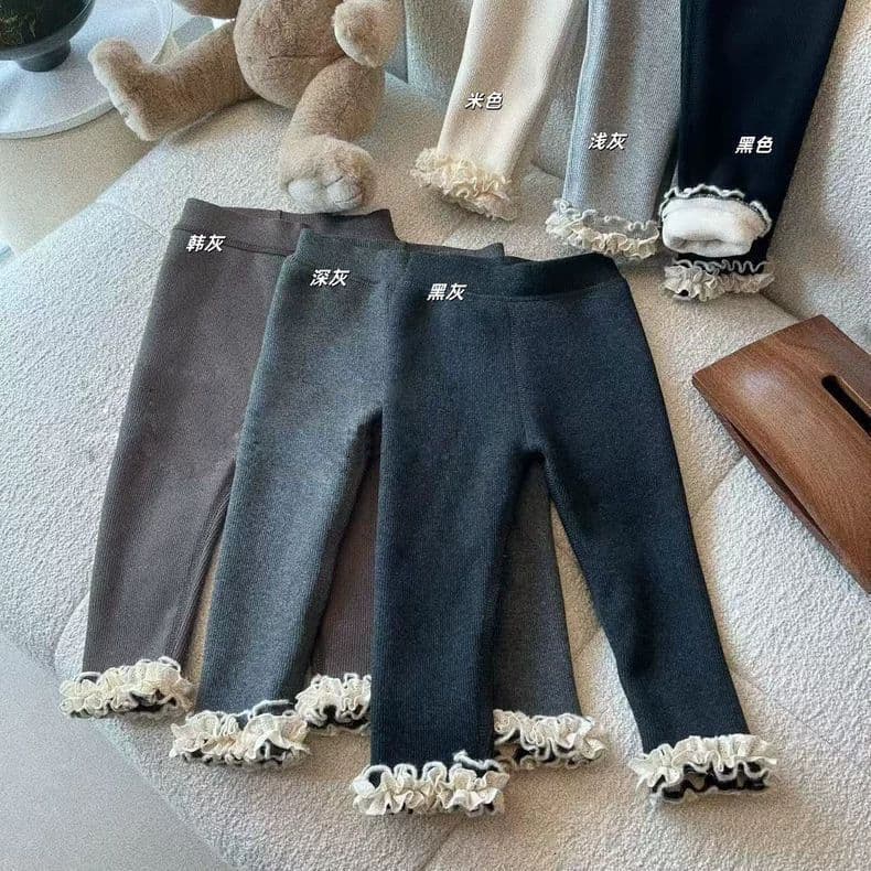 Girls' Fleece-Lined Bottom Pants, New Fall/Winter Style, Kids' All-in-One Fleece Long Pants, Warm Winter Pants, Children's Clothing