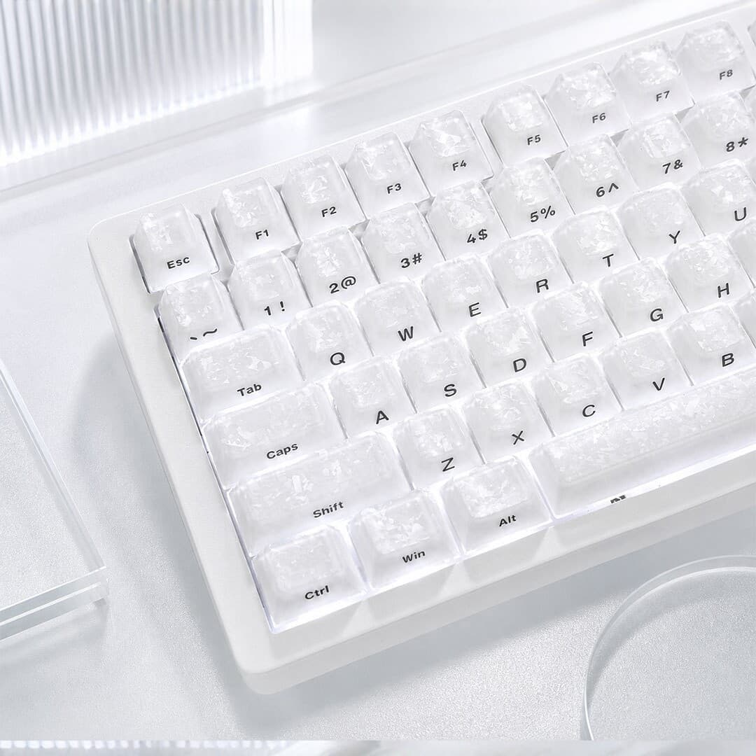 Carbon Fiber Crystal Jelly Keycaps Side-Printed 120K ABS+PC Material Compatible with Mechanical Keyboard Magnetic Switch Keyboard Keycaps