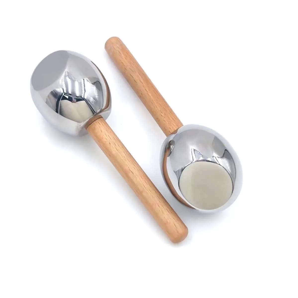 European and American hot push beech wood handle ice wave ball hot and cold dual-use stainless steel skin beauty massager facial beauty water ball