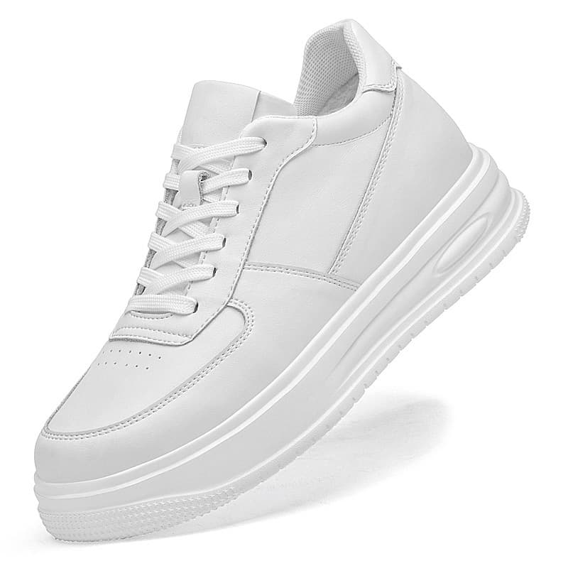 Invisible height increasing 8CM white shoes autumn new fashion casual shoes men's foreign trade cowhide thick sole inner height increasing men's shoes
